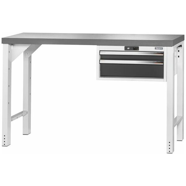Vario workbench with drawer casing 24G, height 950 mm, Eluplan worktop, dark 1500/2 mm