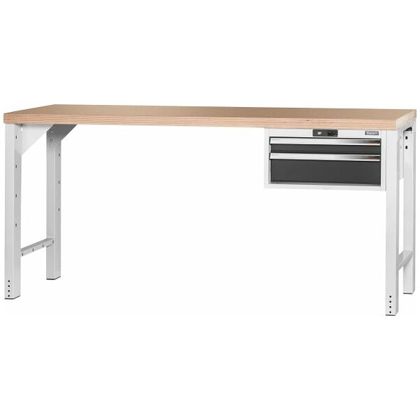 Pracovný stôl Vario s kontajnerom 24G, výška 950 mm, Buková doska Multiplex 2000/2