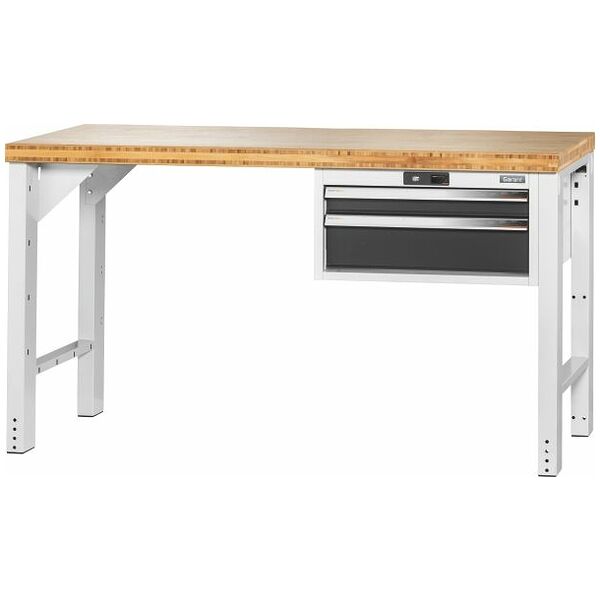 Pracovný stôl Vario s kontajnerom 24G, výška 850 mm, Bambusová doska 1500/2