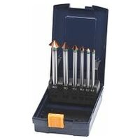 High-precision countersink set with 3 drive flats, long, No. 150376 in a case 90° 6