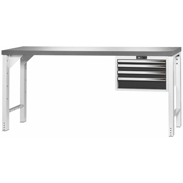 Vario workbench with drawer casing 24G, height 950 mm, Eluplan worktop, dark 2000/4 mm