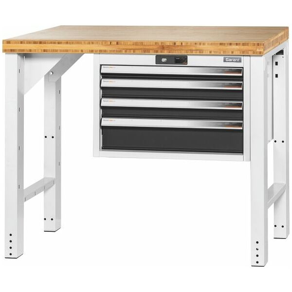 Vario workbench with drawer casing 24G, height 850 mm, Bamboo worktop 1000/4 mm