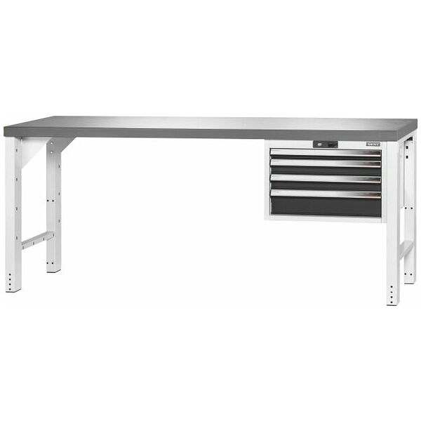 Vario workbench with drawer casing 24G, height 850 mm, Eluplan worktop, dark 2000/4 mm