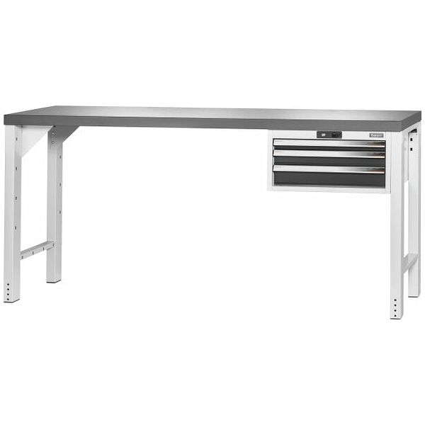 Vario workbench with drawer casing 24G, height 950 mm, Eluplan worktop, dark 2000/3 mm