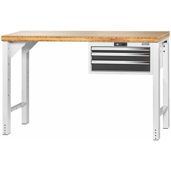 Vario workbench with drawer casing 24G, height 950 mm, Bamboo worktop 1500/3 mm