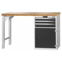 Vario workbench with drawer casing 24G, cupboard, height 950 mm, Bamboo worktop 20×20G