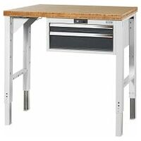 Vario workbench with drawer casing 24G, with electric height adjustment, Bamboo worktop 20×20G