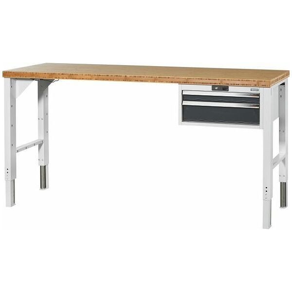 Vario workbench with drawer casing 24G, with electric height adjustment, Bamboo worktop 2000/DE mm