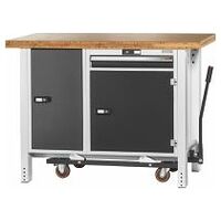 Workbench with undercarriage, without height adjuster and vice, with bamboo worktop 1250 mm