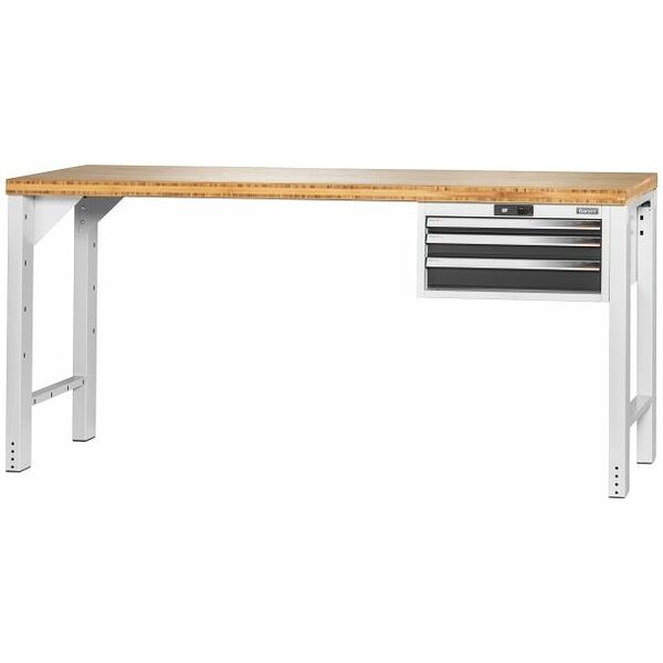 Vario workbench with drawer casing 24G, height 950 mm, Bamboo worktop 2000/3 mm