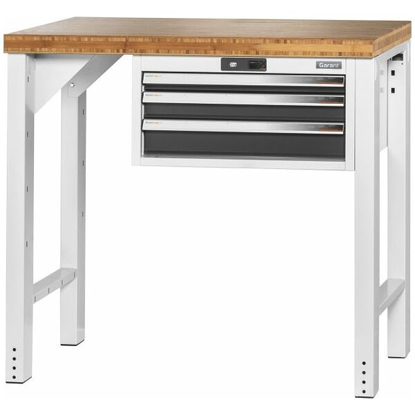 Vario workbench with drawer casing 24G, height 950 mm, Bamboo worktop 1000/3 mm