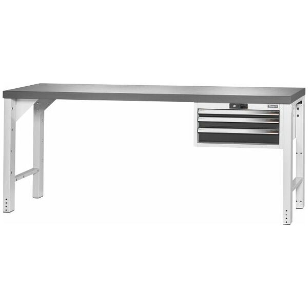 Pracovný stôl Vario s kontajnerom 24G, výška 850 mm, Doska Eluplan tmavá 2000/3