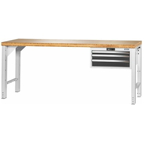 Pracovný stôl Vario s kontajnerom 24G, výška 850 mm, Bambusová doska 2000/3