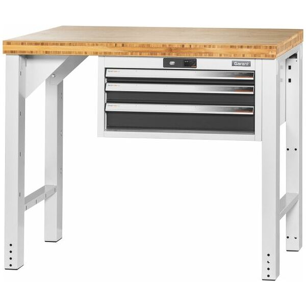 Vario workbench with drawer casing 24G, height 850 mm, Bamboo worktop 1000/3 mm