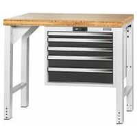 Vario workbench with drawer casing 24G, height 850 mm, Bamboo worktop 20×20G