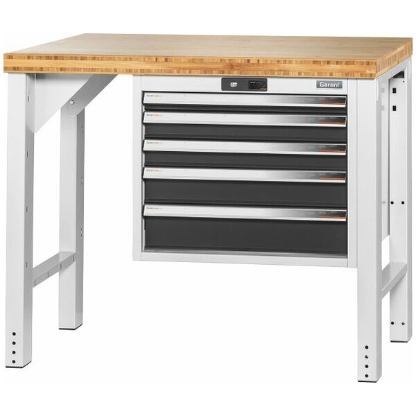 Vario workbench with drawer casing 24G, height 850 mm, Bamboo worktop 1000/5 mm
