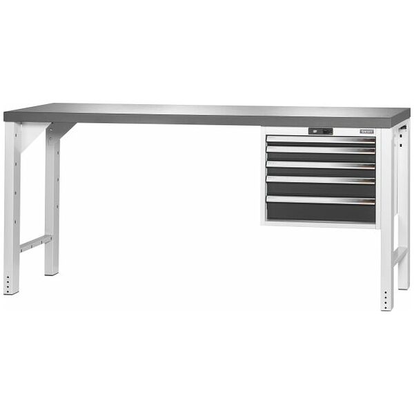 Vario workbench with drawer casing 24G, height 950 mm, Eluplan worktop, dark 2000/5 mm