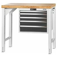 Vario workbench with drawer casing 24G, height 950 mm, Bamboo worktop 20×20G