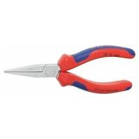 Long flat nosed pliers, chrome-plated, with grips