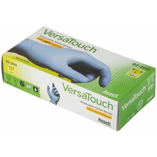 Ansell VersaTouch 92-205 Nitril Handschuhe Chemikalien- und Flüssigkeitsschutz 100 Handschuhe pro Spender Größe 6.5-7 Weiß 