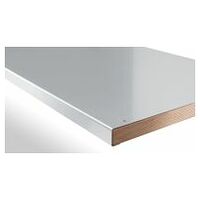Worktop of beech marine ply with stainless steel covering Depth 750 mm