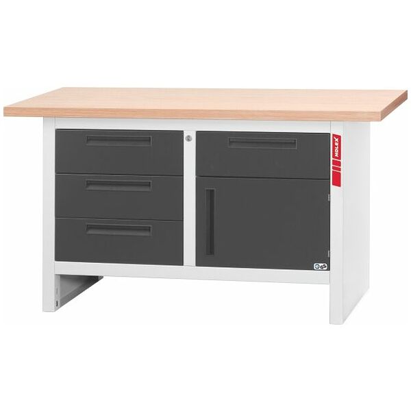 Workbench with 4 drawers and 1 swing door  1500 mm