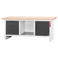 Workbench with 3 drawers and 1 swing door