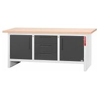 Workbench with 3 drawers and 2 swing doors