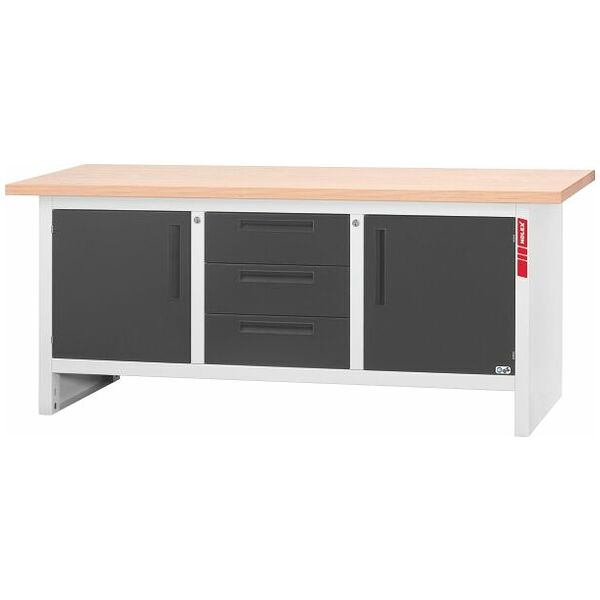 Workbench with 3 drawers and 2 swing doors  2000 mm