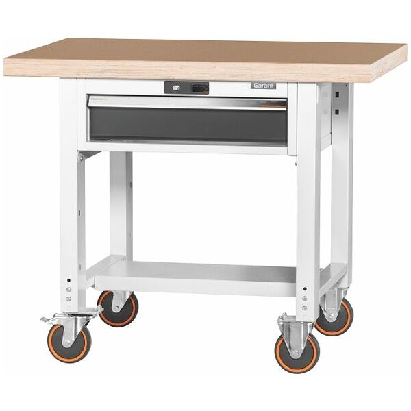 Pracovní stůl Vario pojízdný, výška 850 mm, deska z bukového Multiplexu 1000/1