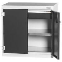 Base cabinet with drawer, Plain sheet metal swing doors 26×16G
