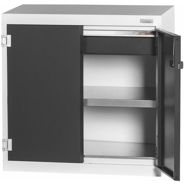 Base cabinet with drawer, Plain sheet metal swing doors 750 mm