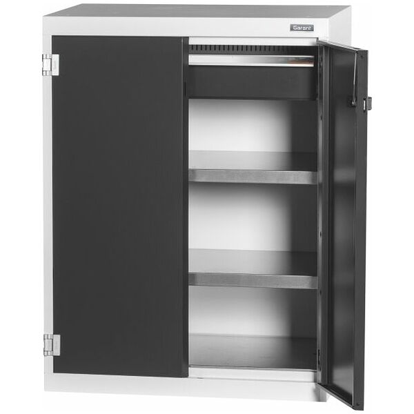 Base cabinet with drawer, Plain sheet metal swing doors 1250 mm