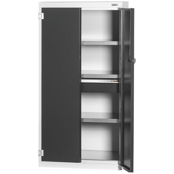Base cabinet with drawer, Plain sheet metal swing doors 1500 mm