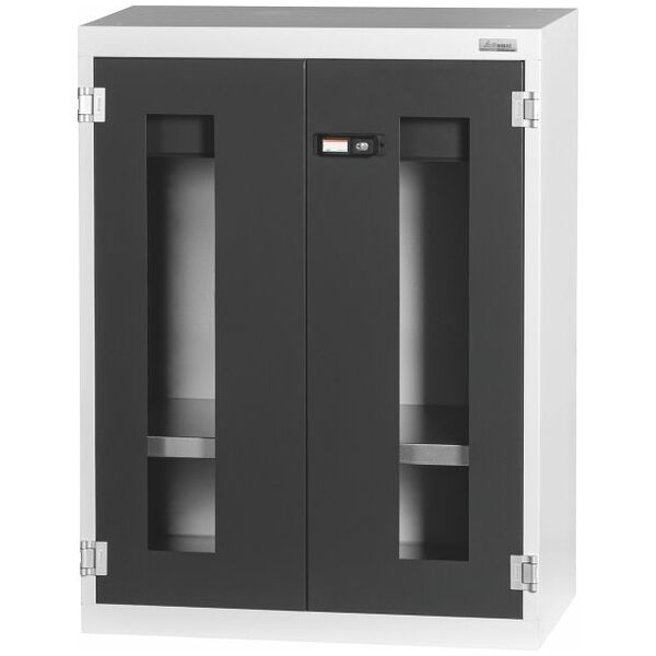 Armario base con cajón, puertas batientes transparentes 900 mm