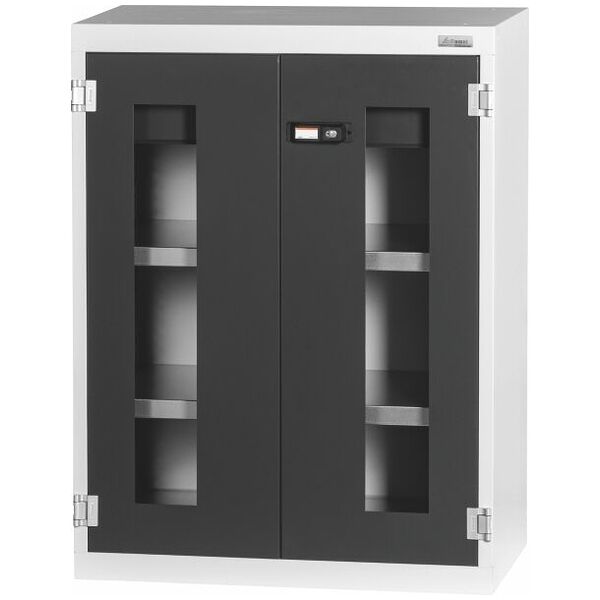 Armario base con cajón, puertas batientes transparentes 1000 mm