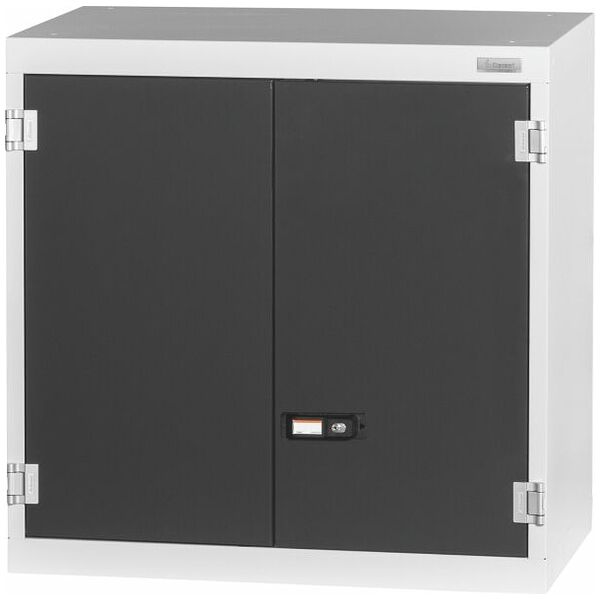 Top-mounted cabinet with drawer, Plain sheet metal swing doors 750 mm