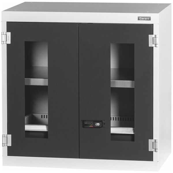 Top-mounted cabinet with drawer, Viewing window swing doors 750 mm