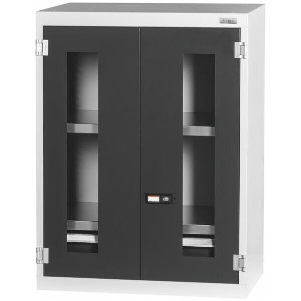 Top-mounted cabinet with drawer, Viewing window swing doors 1000 mm