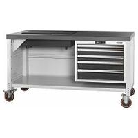vario workbench with 5 drawers and dark grey Eluplan worktop mobile with granite plate 1500/5