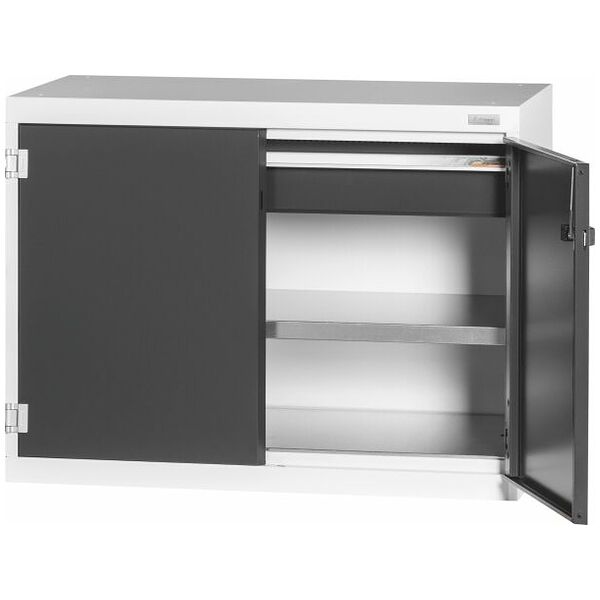 Base cabinet with drawer, Plain sheet metal swing doors 800 mm
