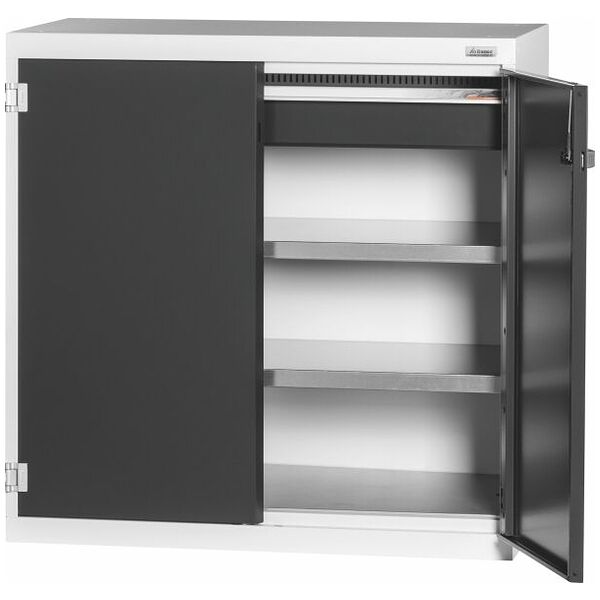 Base cabinet with drawer, Plain sheet metal swing doors 1000 mm