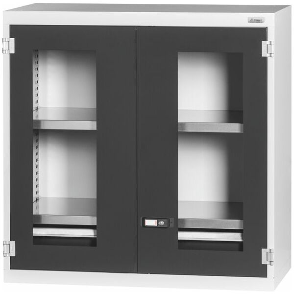 Top-mounted cabinet with drawer, Viewing window swing doors 1000 mm