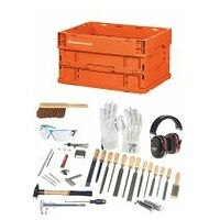 Trainee mechanical fitter’s tool kit, 43 pieces for industrial mechanics with folding box