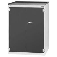 Swing-door auxiliary cabinet with anti-roll lip, with drawers and pull-out shelves 1025 mm