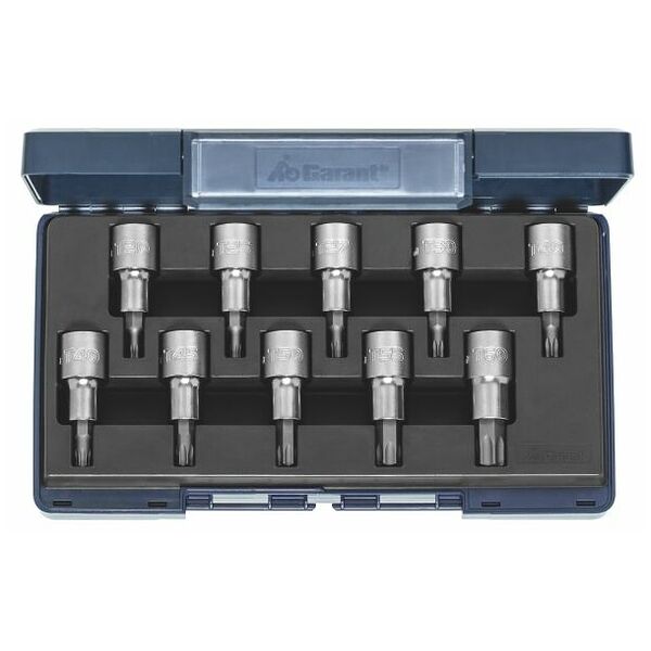Set of bit sockets, for Torx®, 1/2 inch square drive 10 pieces 10