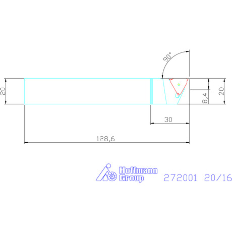 Screw-on toolholder  20/16 mm