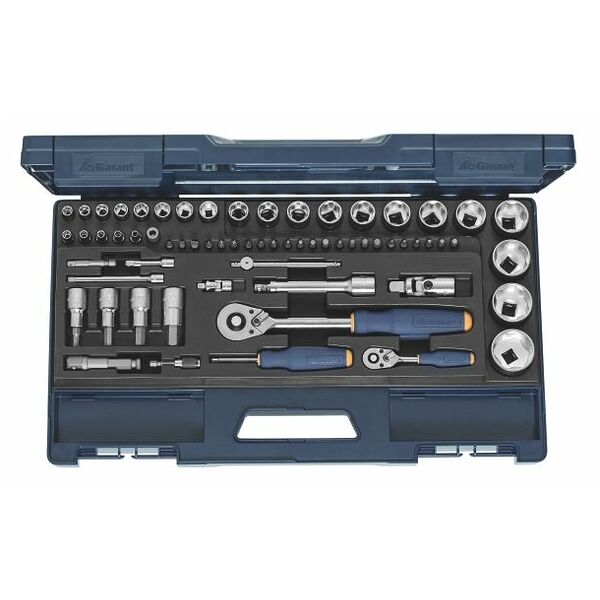 Socket set 1/4; 1/2 inch square drive 65 pieces SD
