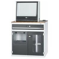Computer workstation with printer flap