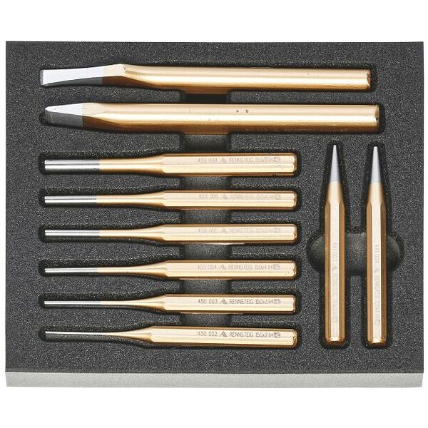 Chisel, taper pin punch, and pin punch set  10